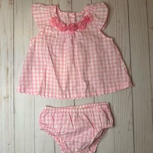 Crazy 8 pink and white checker dress and bloomers size 6-12 months